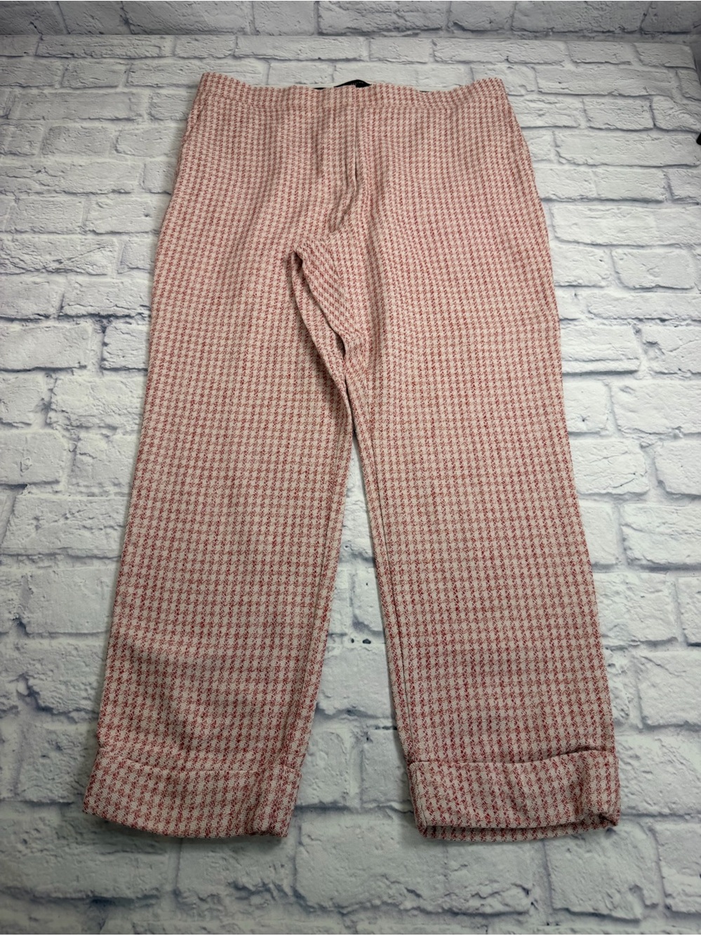 Ann Taylor Pink Houndstooth Pants. Size 12. Career. Preppy. Feminine. Office.